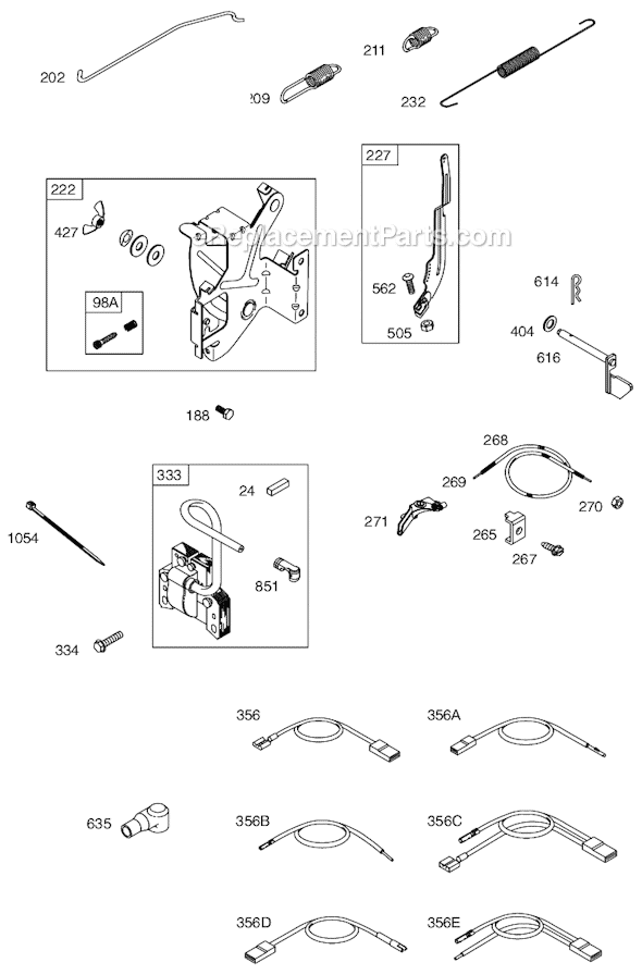 Page D Diagram and Parts List for 93400SERIES 0010-1286 Briggs and Stratton Engine